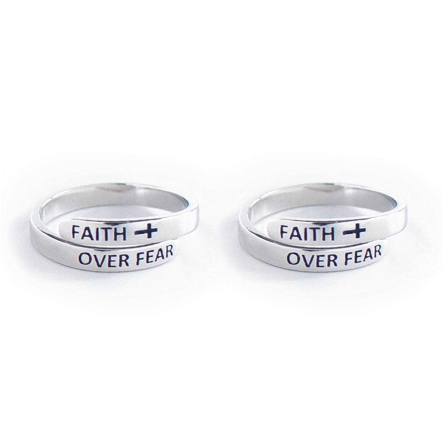 "FAITH OVER FEAR" Sterling Silver Cross Ring (BEST SELLER)
