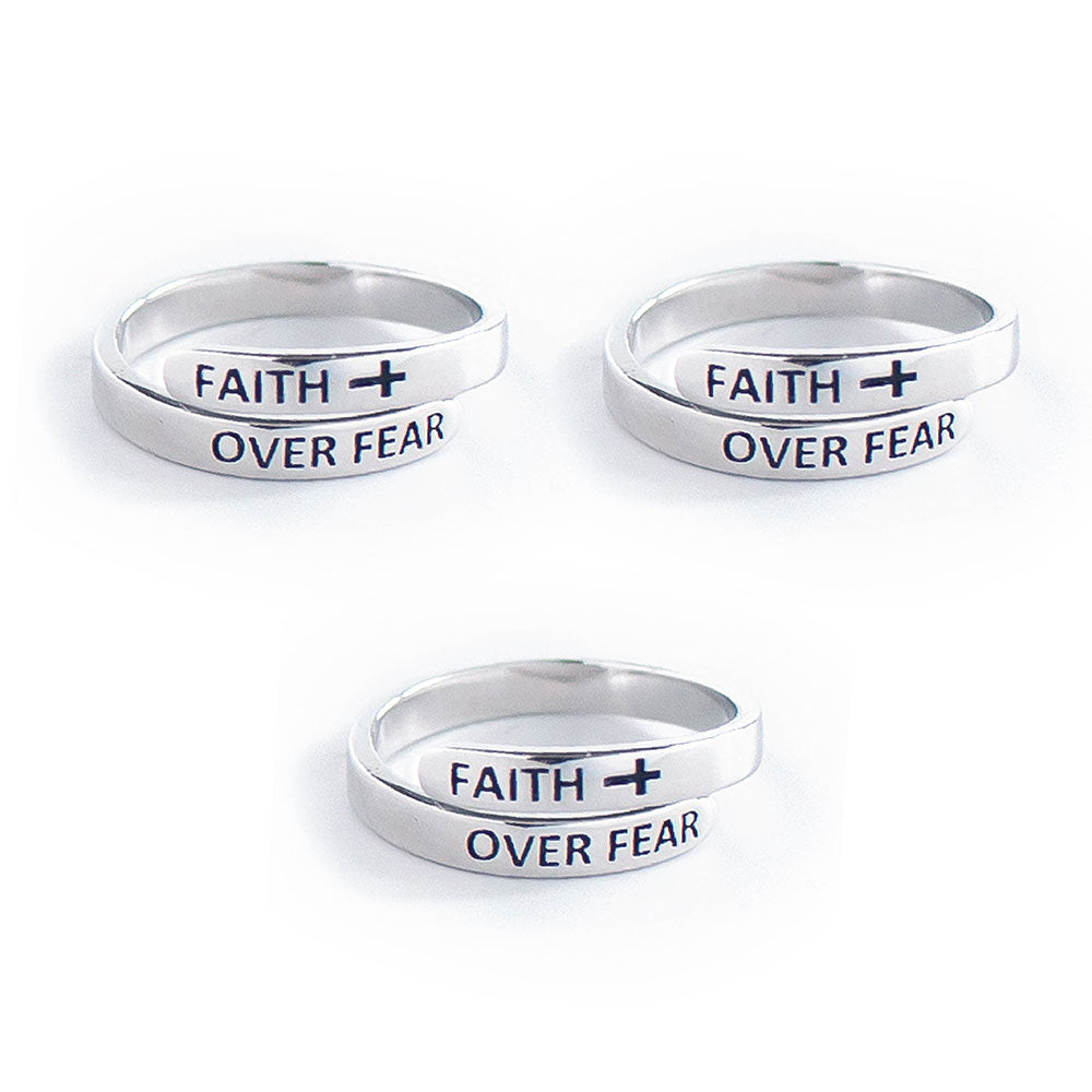"FAITH OVER FEAR" Sterling Silver Cross Ring (BEST SELLER)