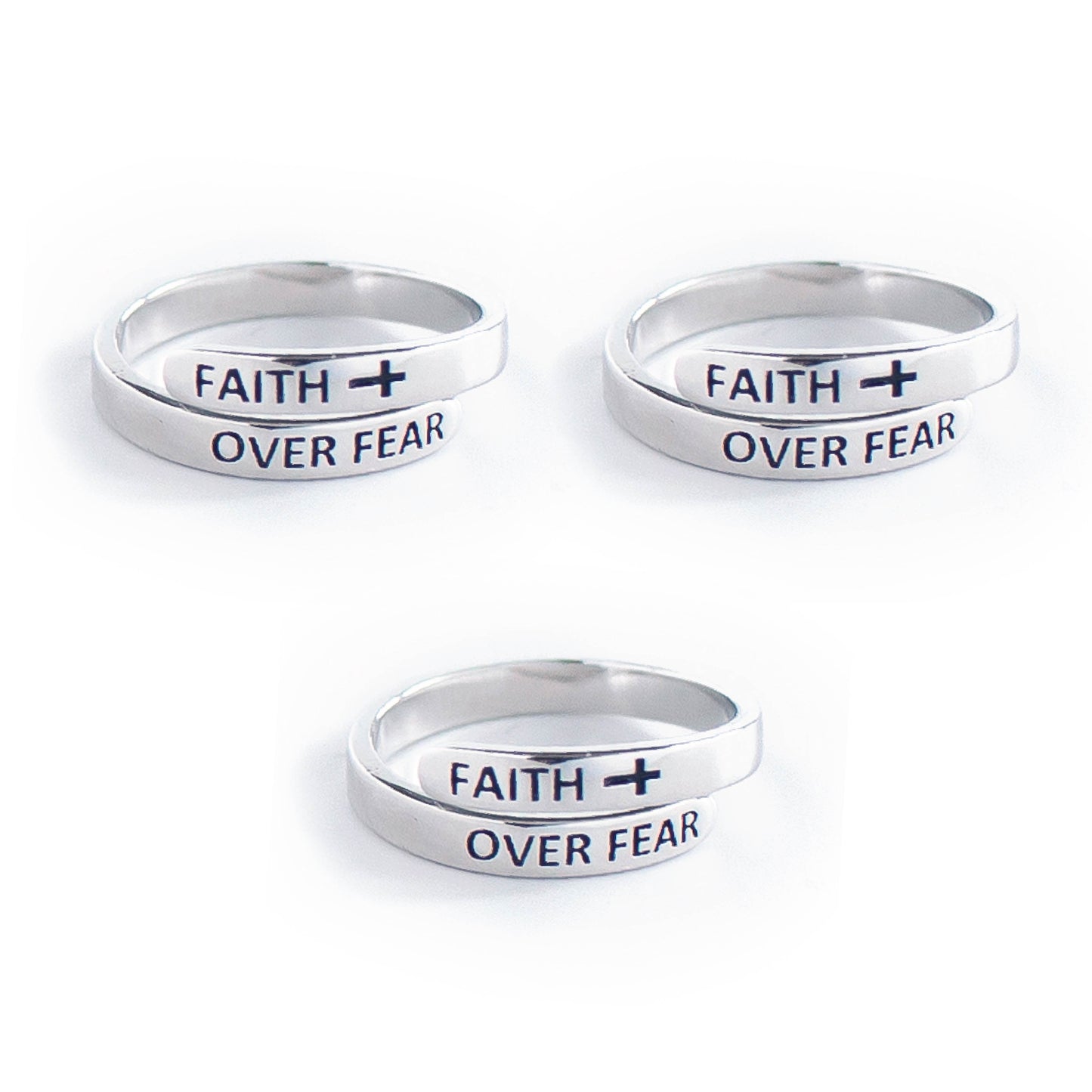"FAITH OVER FEAR" Sterling Silver Cross Ring (BEST SELLER)