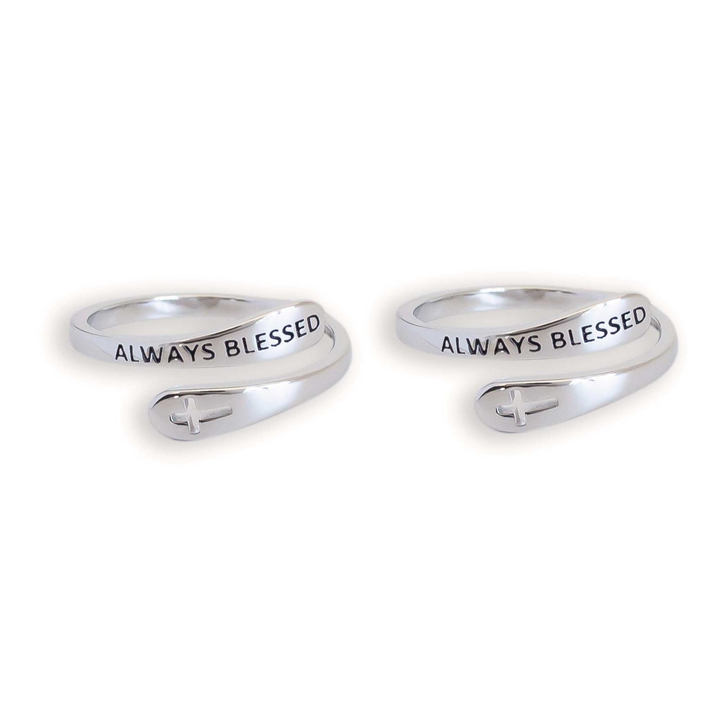"Always Blessed" Sterling Silver Cross Adjustable Ring