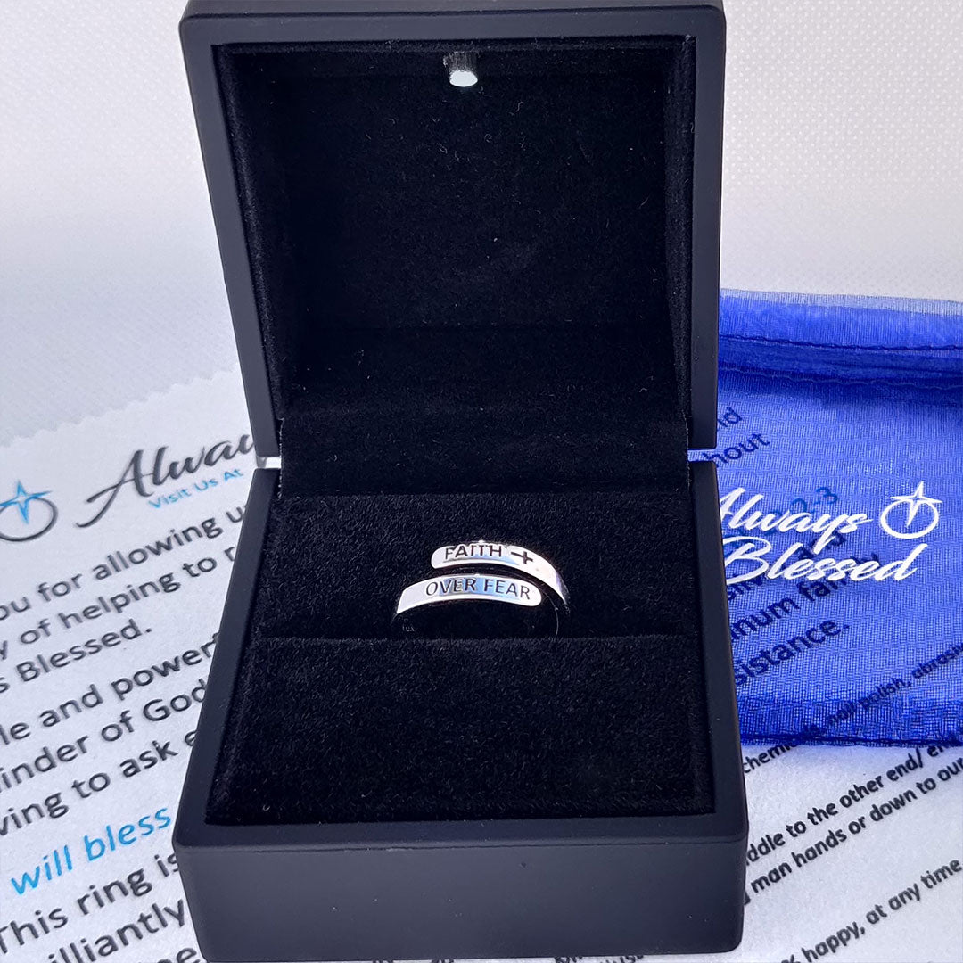 "FAITH OVER FEAR" Sterling Silver Cross Ring (BEST SELLER)