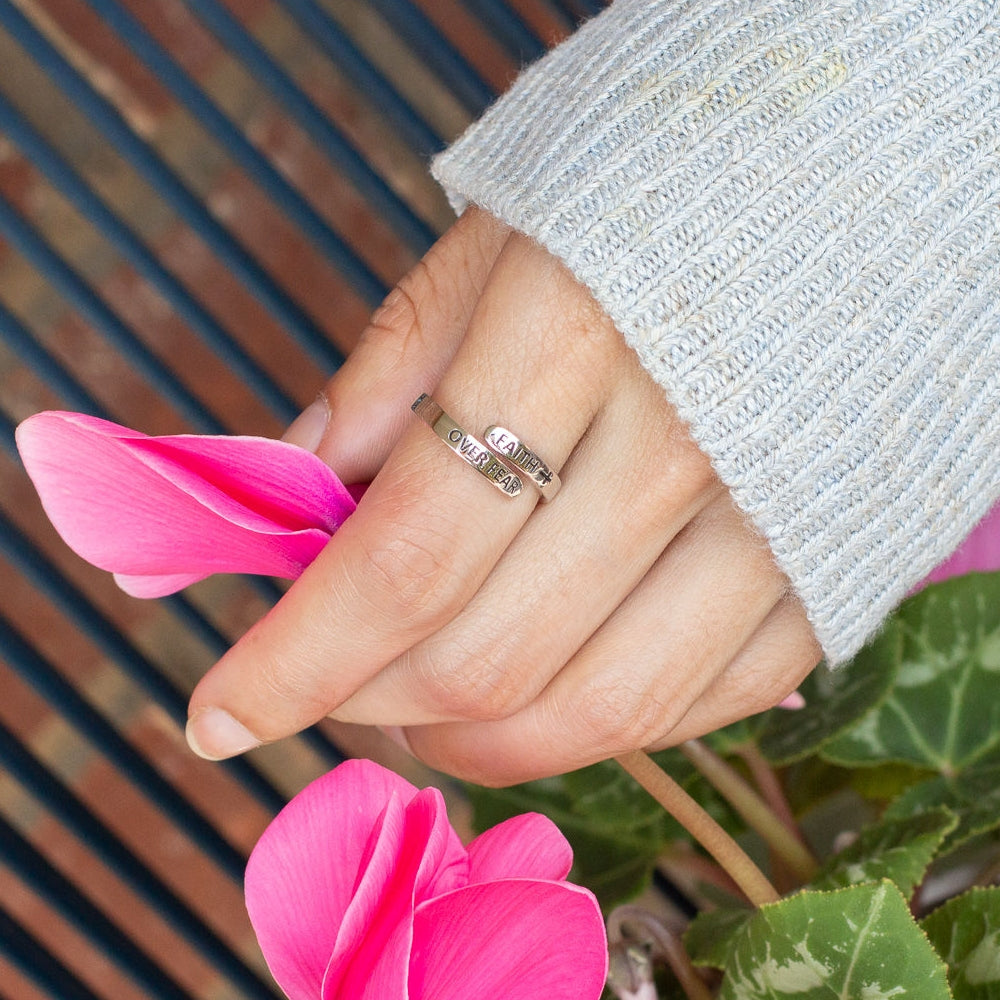 "FAITH OVER FEAR" Sterling Silver Cross Ring (BEST SELLER)