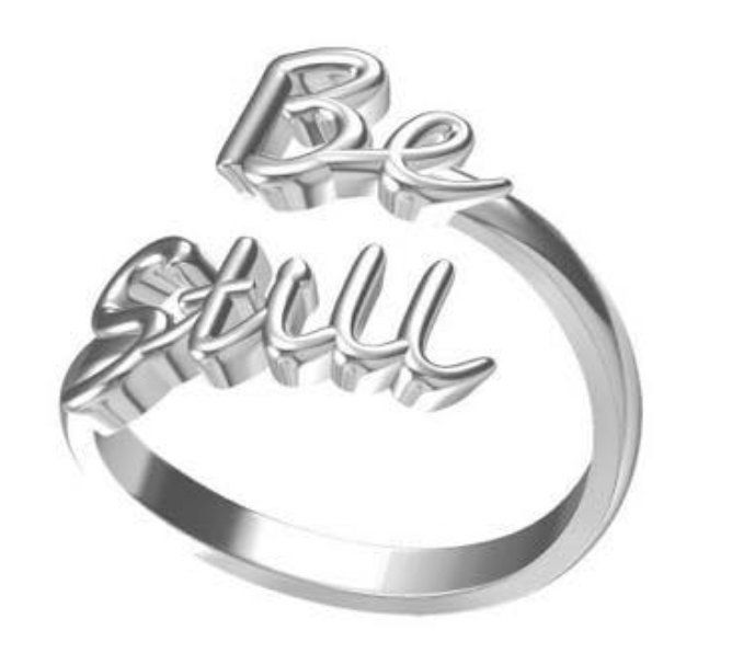 "BE STILL" SCRIPT STERLING SILVER RING