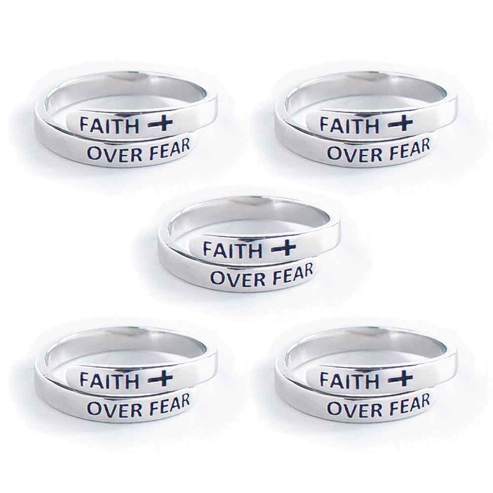 "FAITH OVER FEAR" Sterling Silver Cross Ring (BEST SELLER)