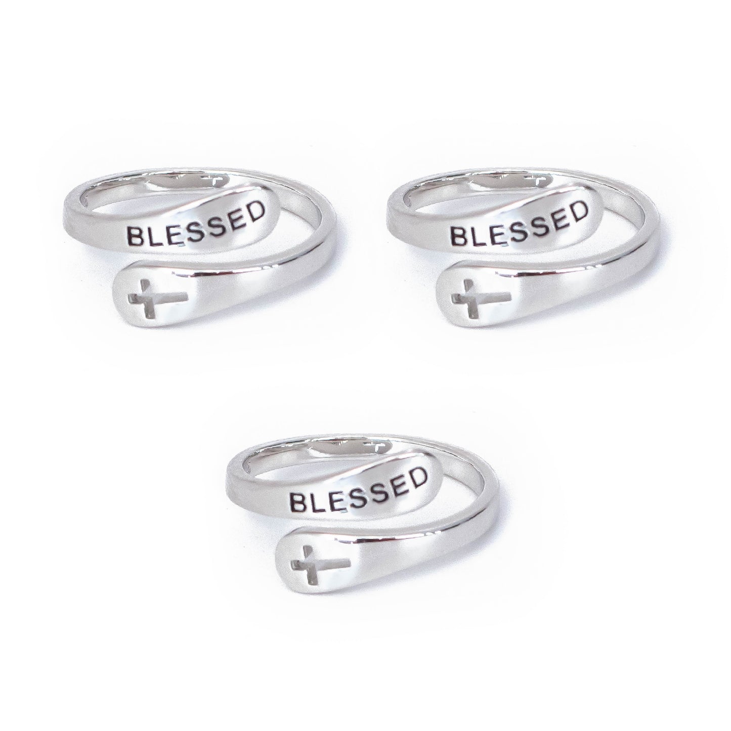 "BLESSED" Sterling Silver Cross Ring