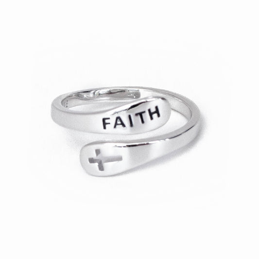 "FAITH" Sterling Silver Cross Ring