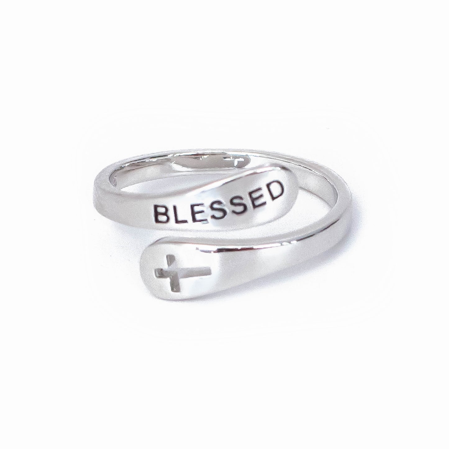 "BLESSED" Sterling Silver Cross Ring