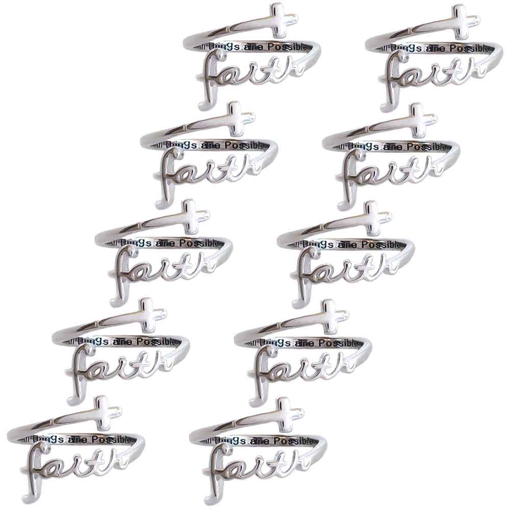 "FAITH" Script Sterling Silver Cross Ring (Best Seller)