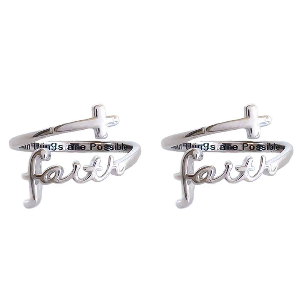 "FAITH" Script Sterling Silver Cross Ring (Best Seller)