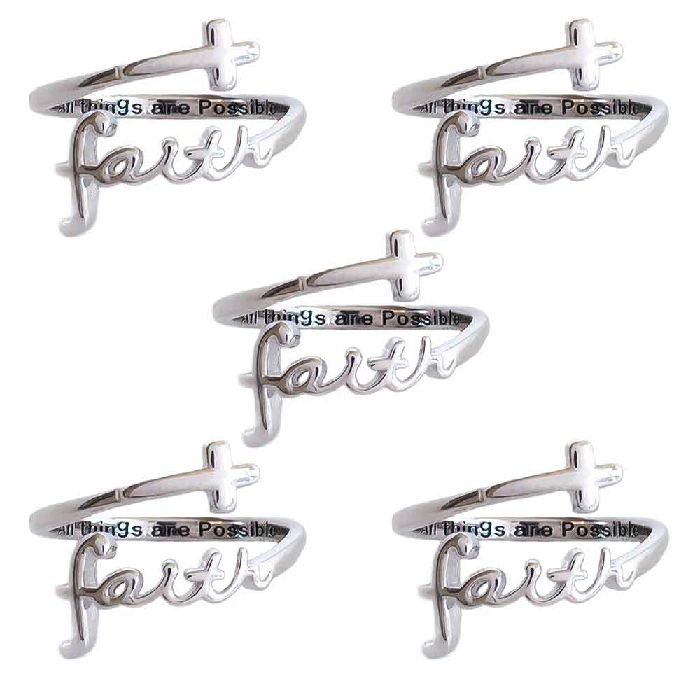 "FAITH" Script Sterling Silver Cross Ring (Best Seller)