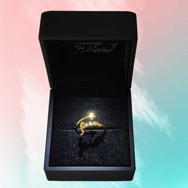 "FAITH" Script 18k Gold Plated Sterling Silver Cross Ring